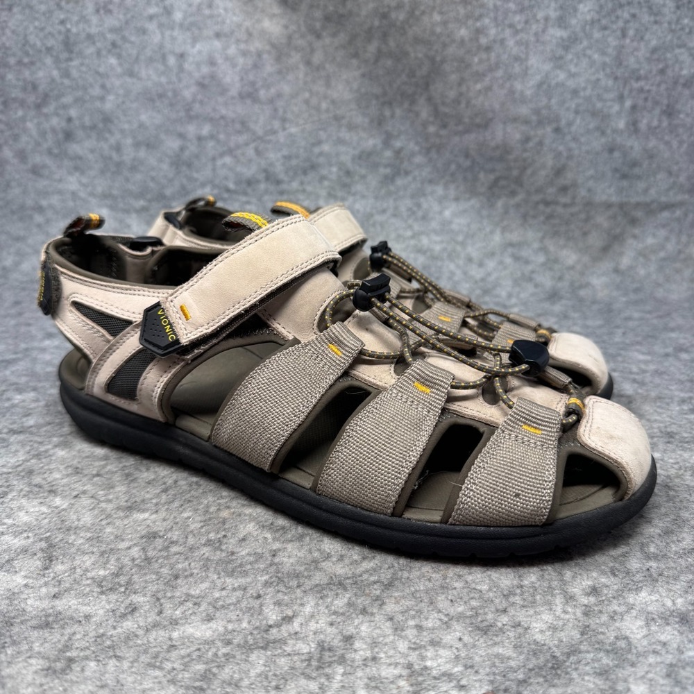 Vionic Mens Moore Nate Fisherman Sandals Sz 11 Beige Water Shoes Hiking Outdoor